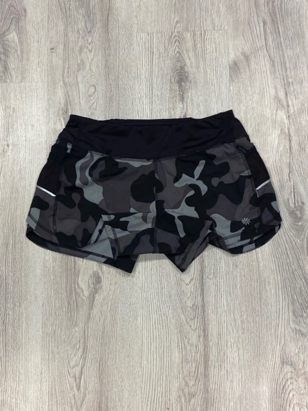 Athleta Gray Black Camo Running Athletic Shorts - Size S